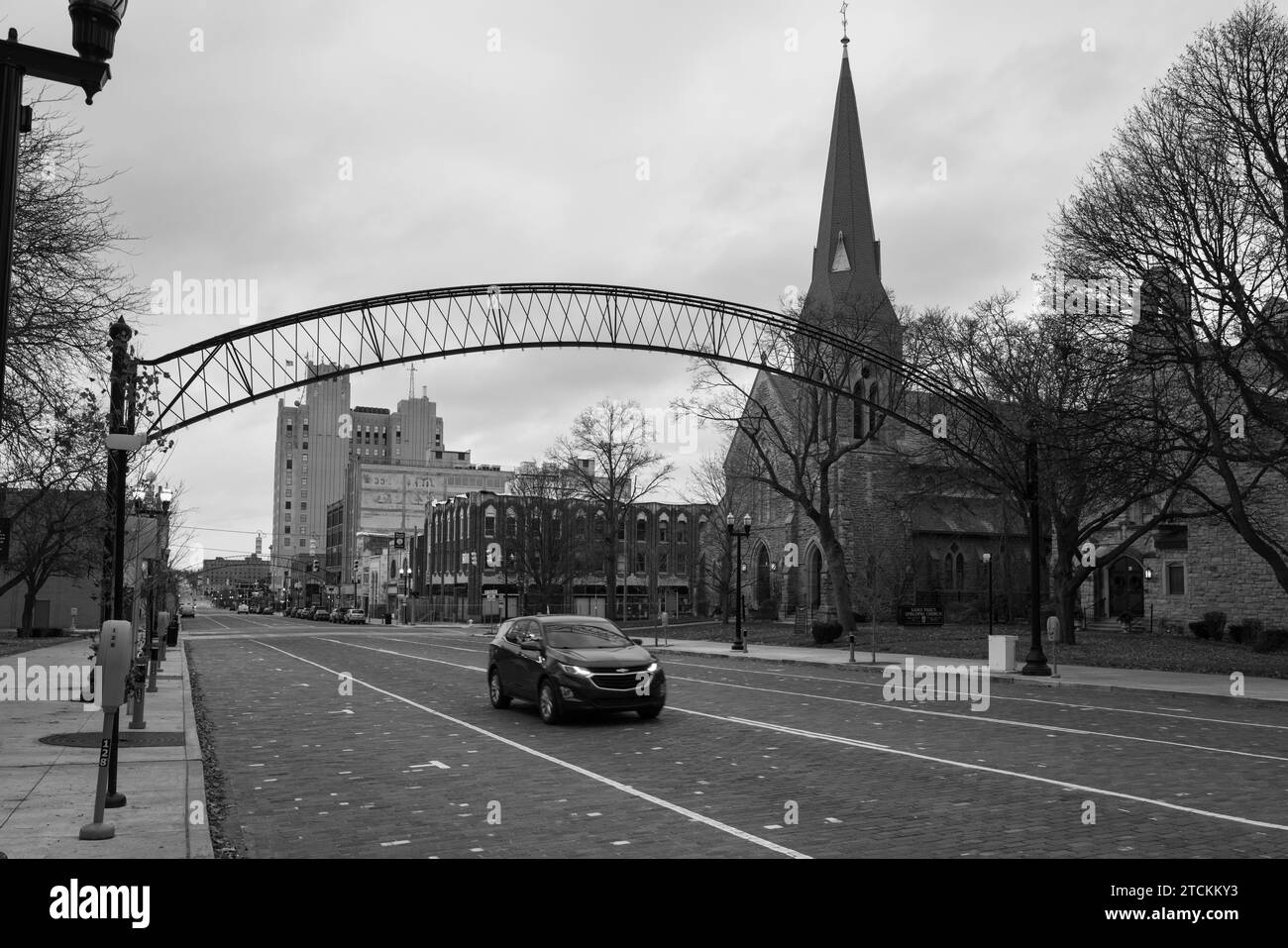 Saginaw Street im Zentrum von Flint Michigan USA Stockfoto