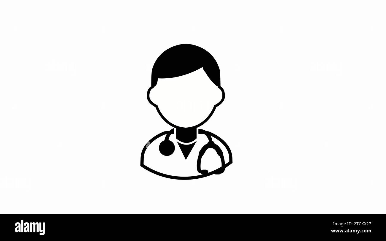 Doktor-Symbol. Vektor-Schwarz-weiß einfache Illustration eines Arztes Stock Vektor