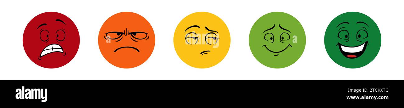 Farbe Runde Gesichter Emotionen festgelegt Stock Vektor