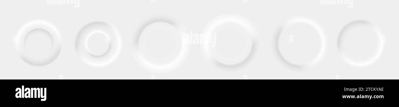 Runde weiße Symbole im Neomorphismusset Stock Vektor