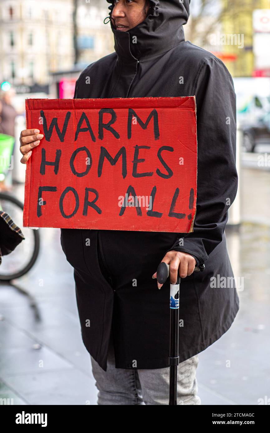 Mieterproteste wegen warmer Häuser für alle in London, Großbritannien Stockfoto