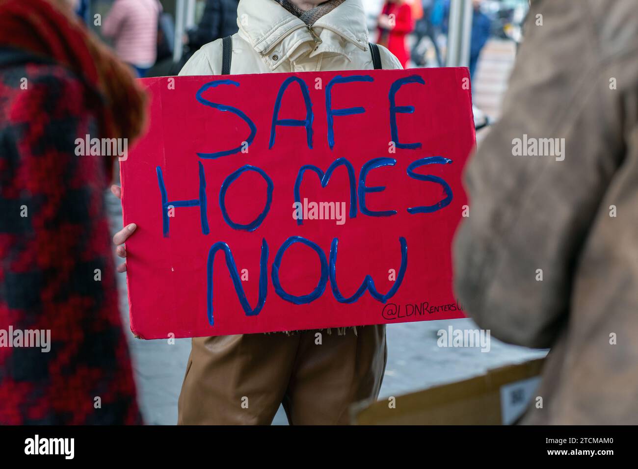 Mieter protestieren wegen der Rettung von Häusern in London, Großbritannien Stockfoto