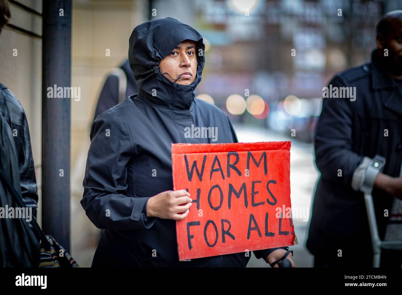 Mieter protestieren gegen warme Häuser für alle, London, Großbritannien Stockfoto