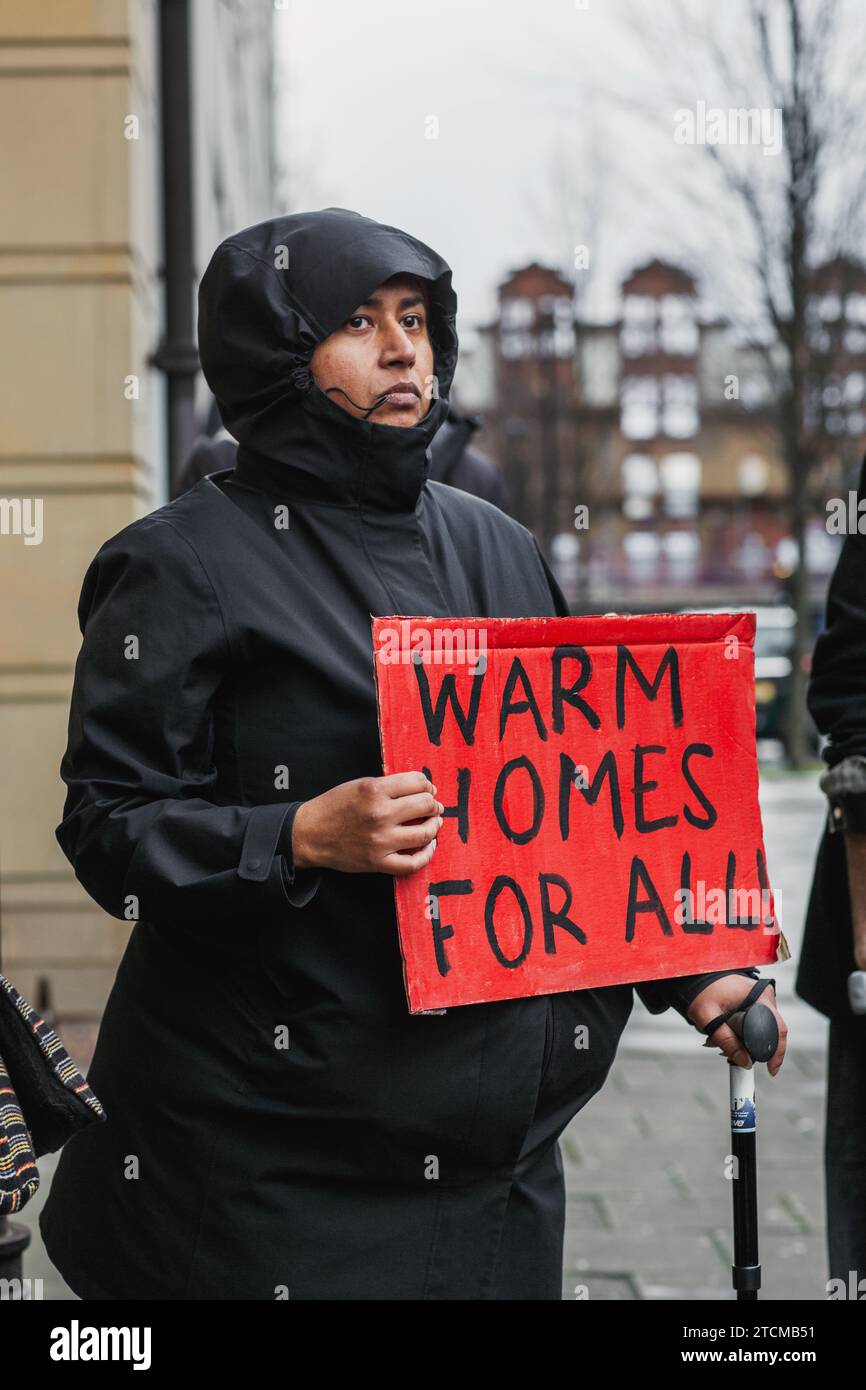Mieterproteste wegen warmer Häuser für alle in London, Großbritannien Stockfoto