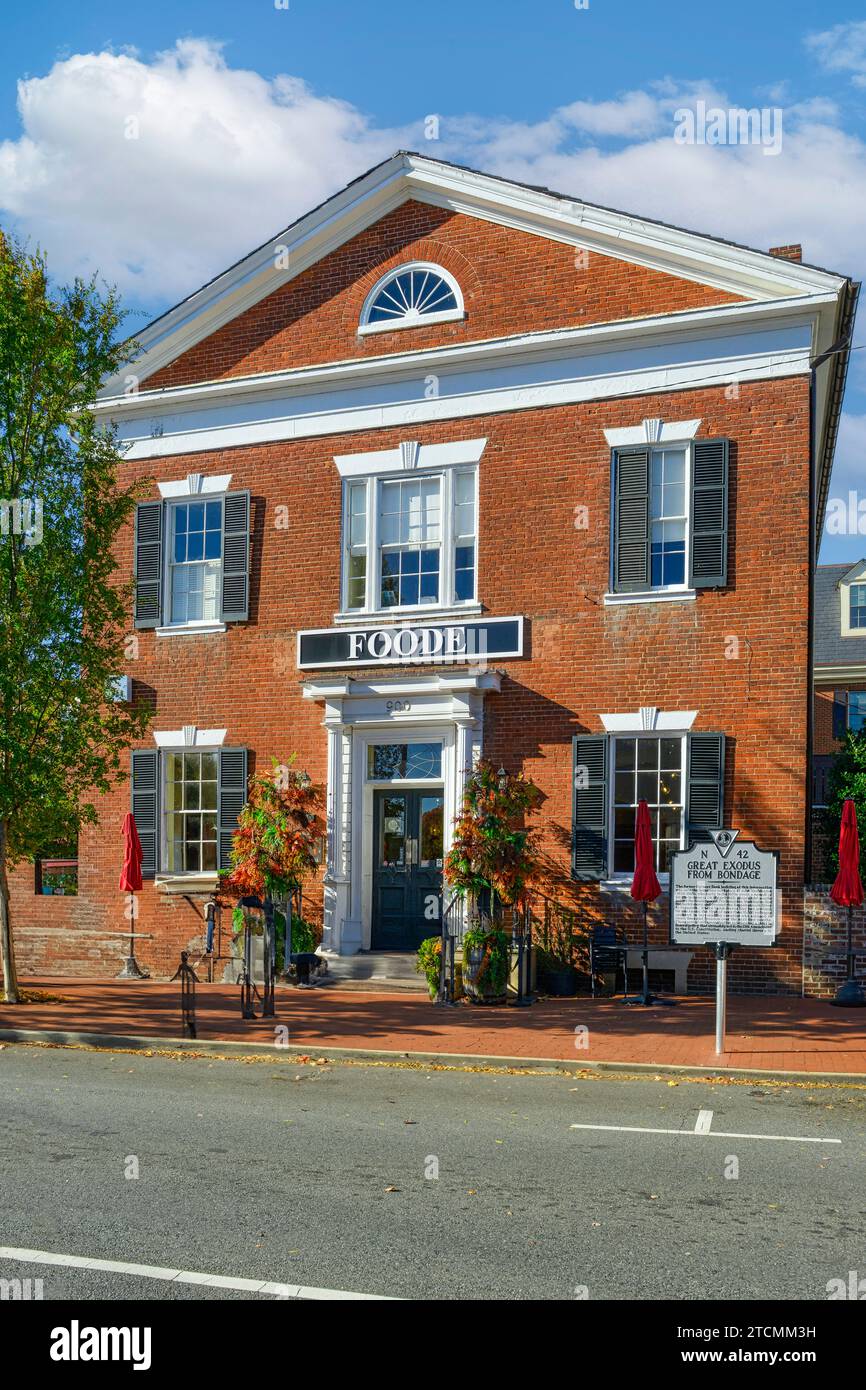 Das ehemalige Farmers' Bank-Gebäude, einst Heimat von John Washington, einem Flüchtling, der 1862 in die Gewerkschaftslinien flüchtete, was zum 13. Amendment führte Stockfoto