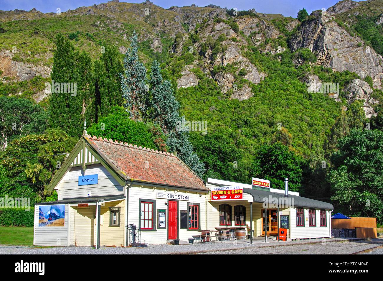 Kingston Flyer Railway Station, Kingston, Lake Te Anau, Te Anau, Region Southland, Südinsel, Neuseeland Stockfoto