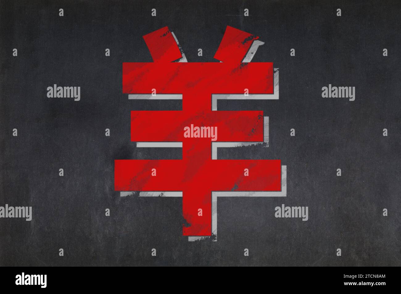 Tafel mit dem Ziegenzeichen des chinesischen Tierkreiszeichens in der Mitte. Stockfoto