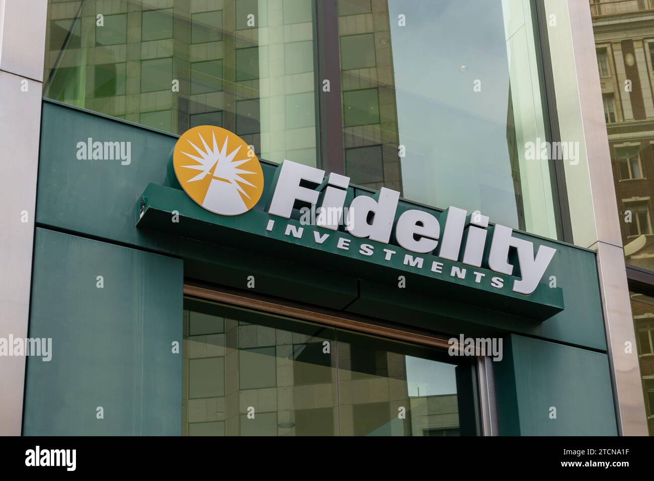 Logoschild Treuity Investments auf dem Gebäude in San Francisco, Kalifornien, Stockfoto