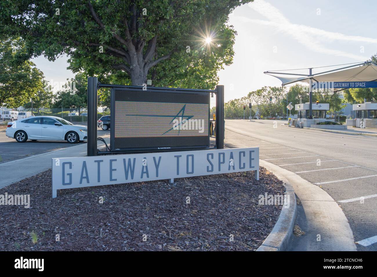 Der Eingang zum Lockheed Martin Werk in Sunnyvale, Kalifornien, USA Stockfoto