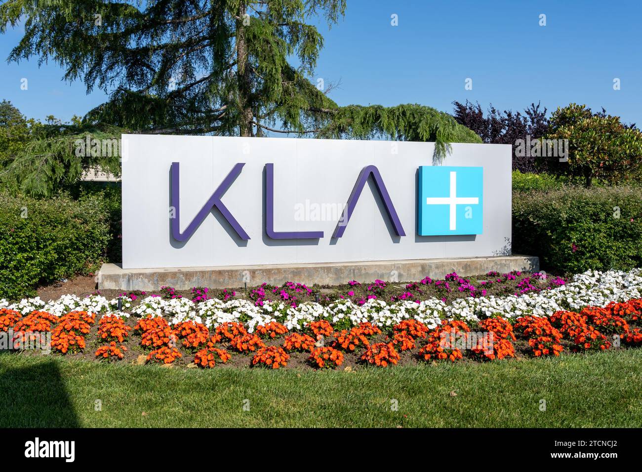 Das KLA-Schild ist in Milpitas, Kalifornien, USA zu sehen Stockfoto