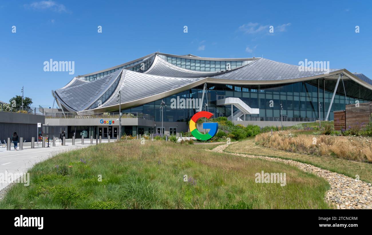 Google Bay View Firmencampus in Mountain View, Kalifornien, USA - 8. Juni 2023. Stockfoto
