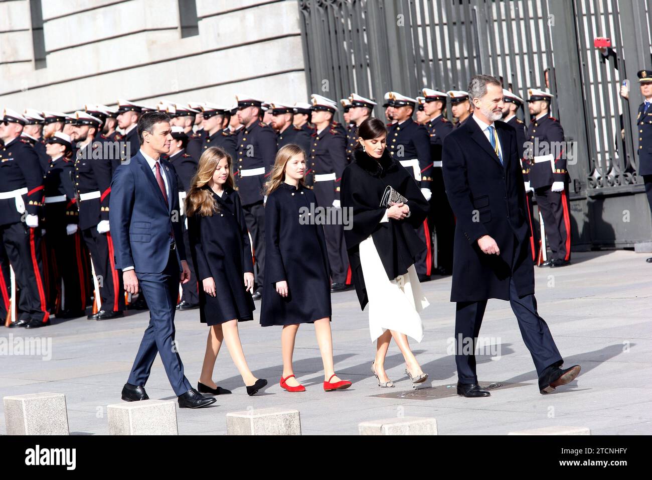 Madrid, 02.03.2020. Die Könige und Infantas bei der Amtseinführung der neuen Regierung. Foto: Ernesto Agudo. Archdc. Quelle: Album/Archivo ABC/Ernesto Agudo Stockfoto