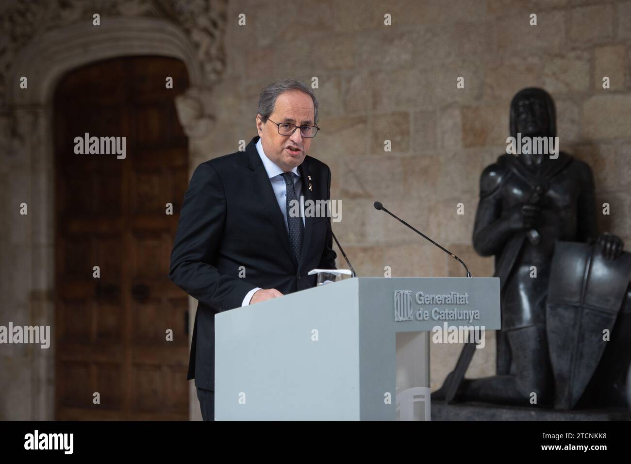 Barcelona, 29.01.2020. Quim Torra erscheint im Palau de la Generalitat, um Wahlen auszurufen. Foto: Inés Baucells. ARCHDC. Quelle: Album / Archivo ABC / Inés Baucells Stockfoto