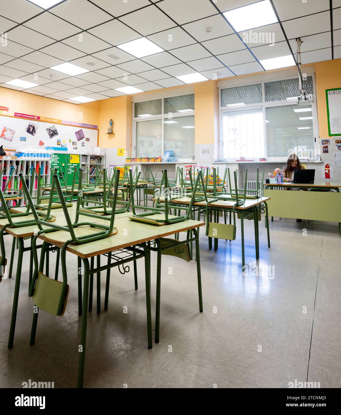 Madrid, 03.11.2020. Bericht über den ersten Tag ohne Unterricht aufgrund der Coronavirus-Epidemie an der Claret-Schule in der Corazón de María-Straße Nr. 1. Foto: Ignacio Gil. ARCHDC. Quelle: Album / Archivo ABC / Ignacio Gil Stockfoto