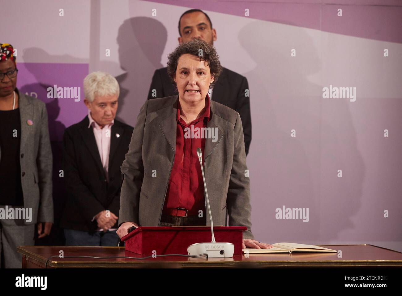 Madrid, 01/31/2020. Zeremonie zur Einweihung der Positionen des Ministeriums für Gleichstellung unter dem Vorsitz von Ministerin Irene Montero. Im Bild, Beatriz Gimeno, Direktorin des Instituts für Frauen und Chancengleichheit. Foto: Guillermo Navarro. ARCHDC. Quelle: Album / Archivo ABC / Guillermo Navarro Stockfoto