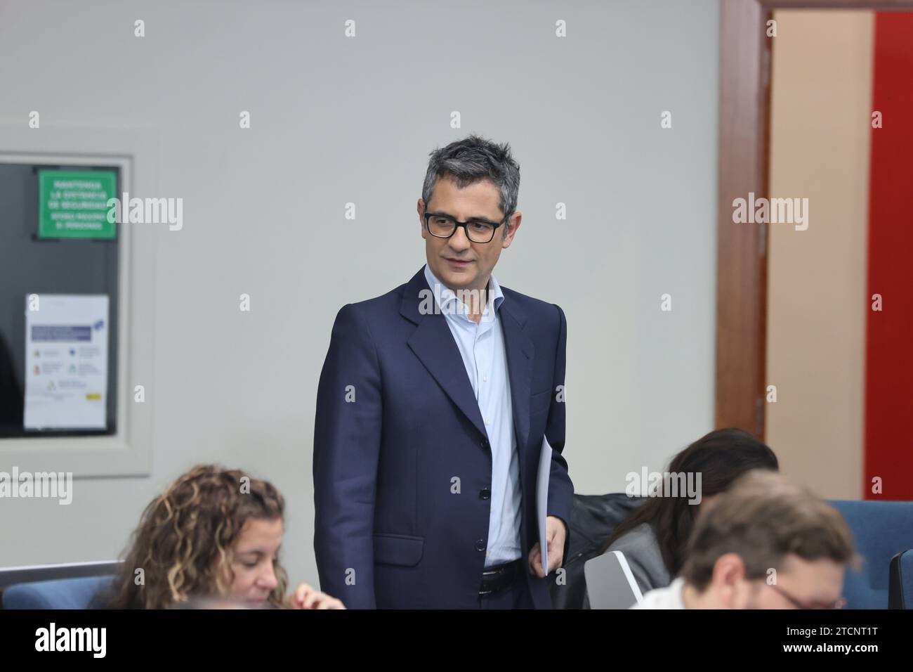 Madrid, 10.10.2022. Moncloa Palace. Treffen zwischen dem Regierungspräsidenten Pedro Sánchez und dem Vorsitzenden der PP, Alberto Núñez Feijóo. Im Bild: Pressekonferenz von Félix Bolaños am Ende der Sitzung. Foto: Jaime García. ARCHDC. Quelle: Album / Archivo ABC / Jaime García Stockfoto