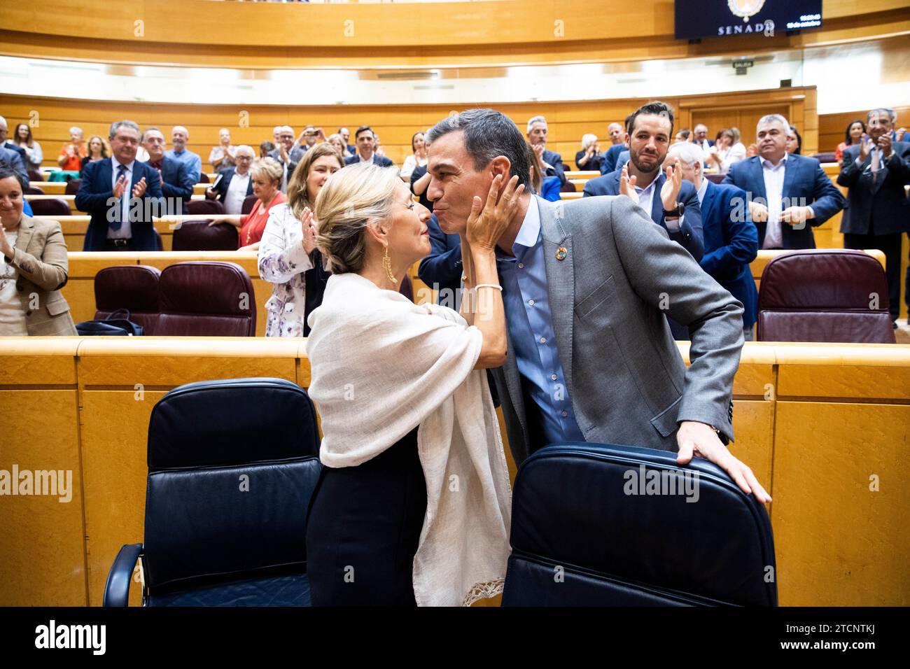 Madrid, 18.10.2022. Persönlich im Senat des Regierungspräsidenten Pedro Sánchez und des Oppositionsführers Alberto Núñez Feijóo. Foto: Ángel de Antonio. ARCHDC. Quelle: Album / Archivo ABC / Ángel de Antonio Stockfoto