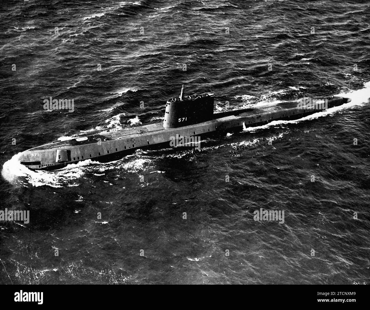 12/31/1957. In voller Navigation sehen wir das 'Nautilius', das erste Atom-U-Boot der Welt. Quelle: Album/Archivo ABC Stockfoto