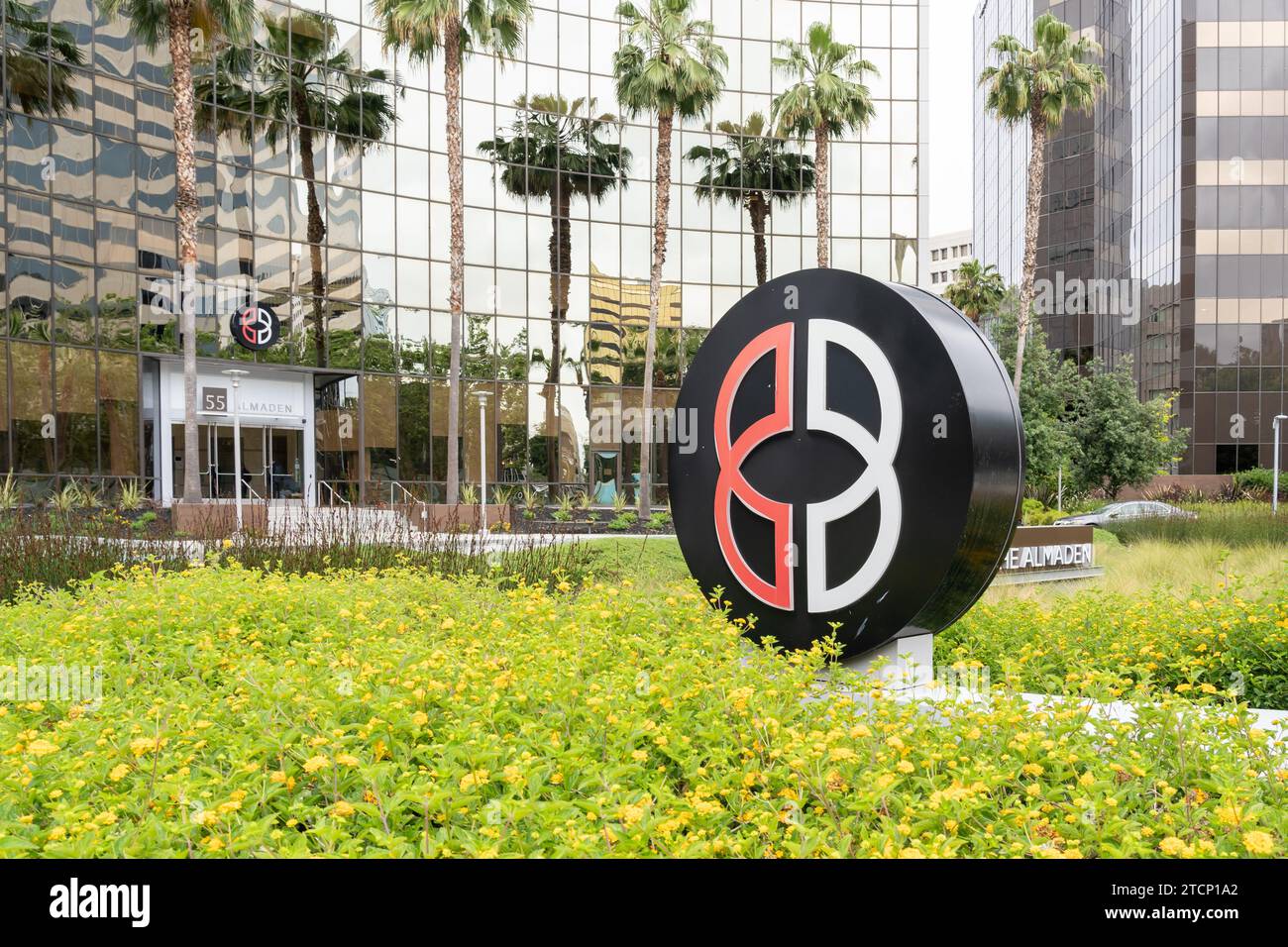 Bridge Bank Logo vor dem Hauptsitz am Almaden Boulevard in San Jose, CA, USA Stockfoto