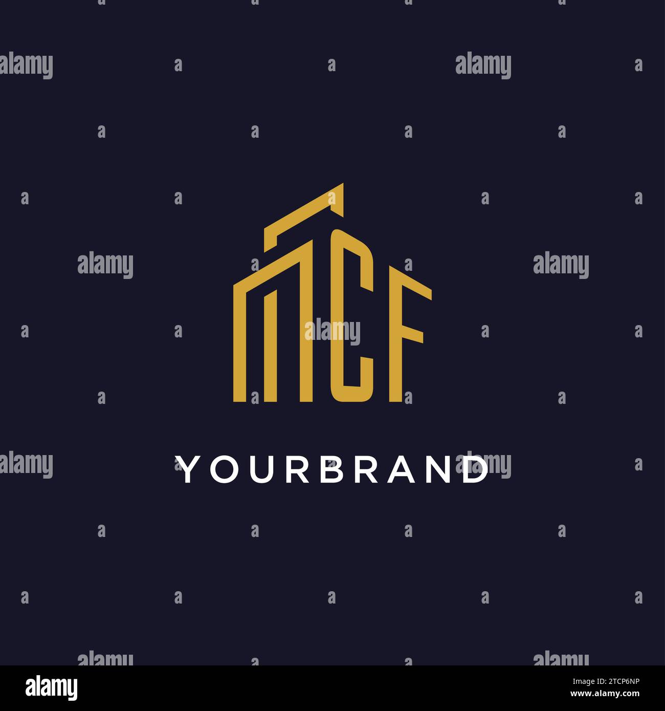 CF-Anfangsmonogramm mit Vektorgrafik des Gebäudelogos Stock Vektor