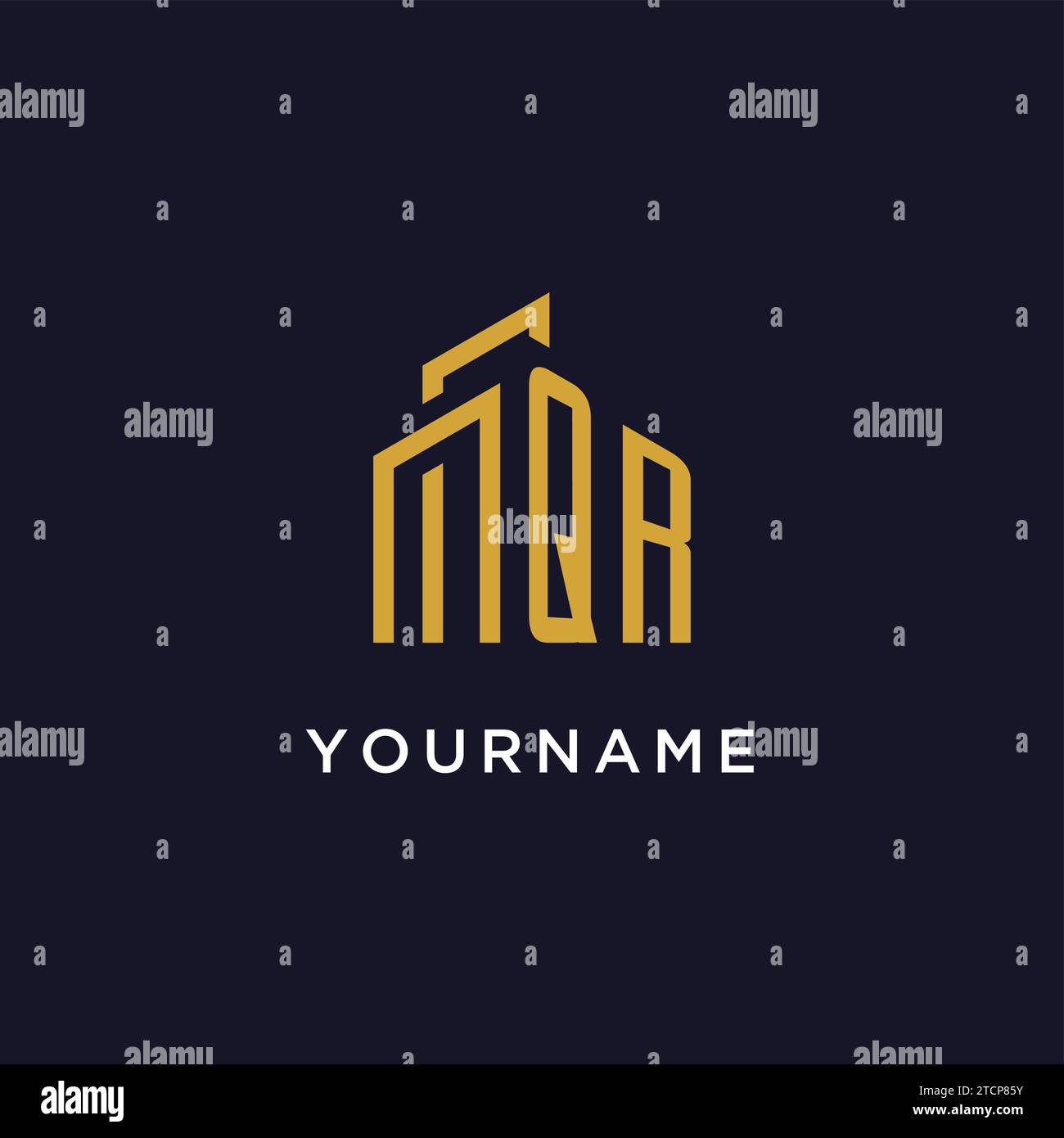 QR-Initialmonogramm mit Vektorgrafik des Gebäudelogos Stock Vektor