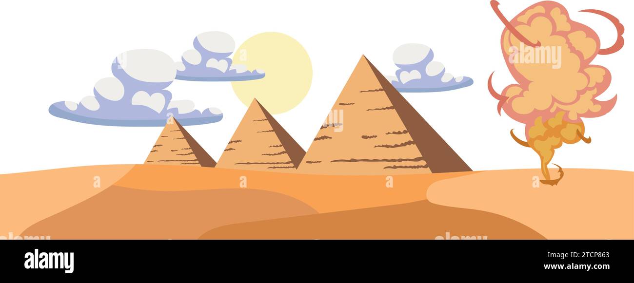 Sandsturmdarstellung im Pyramidenvektor isoliert Stock Vektor