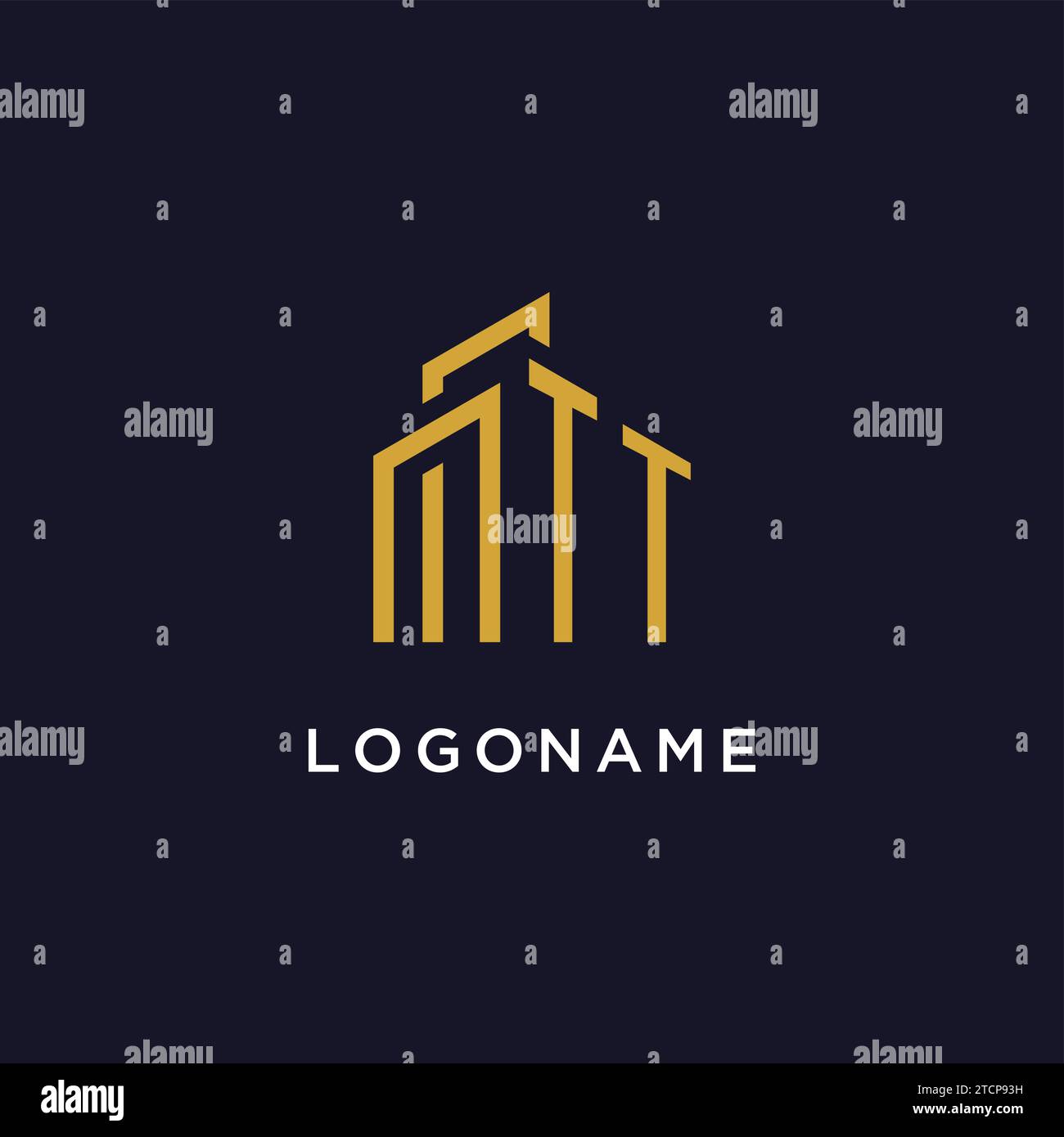 TT Initial Monogramm mit Gebäude Logo Design Vektorgrafik Stock Vektor