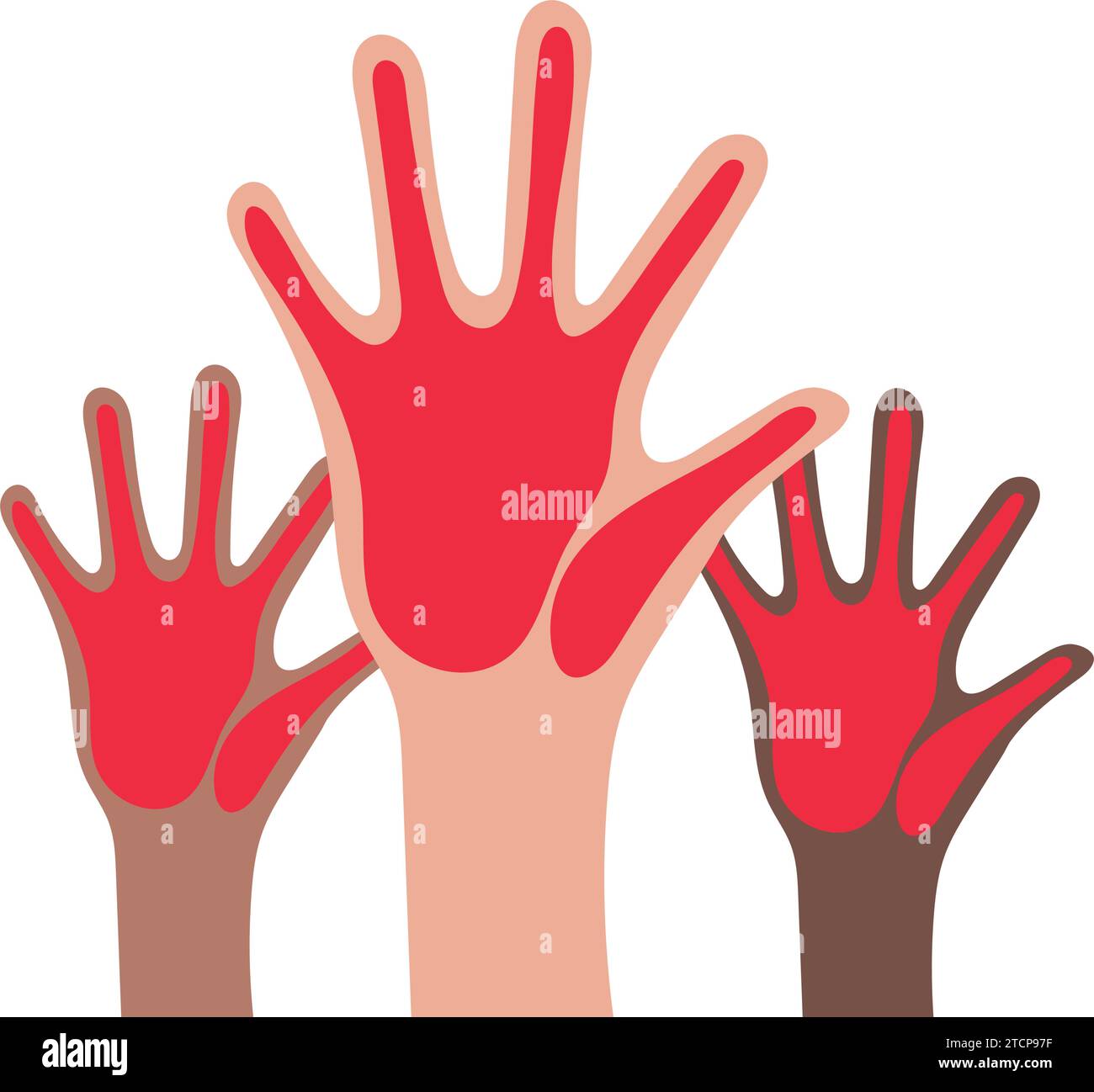 Rote Hand Tag Illustration der Hände mit Farbvektor isoliert Stock Vektor