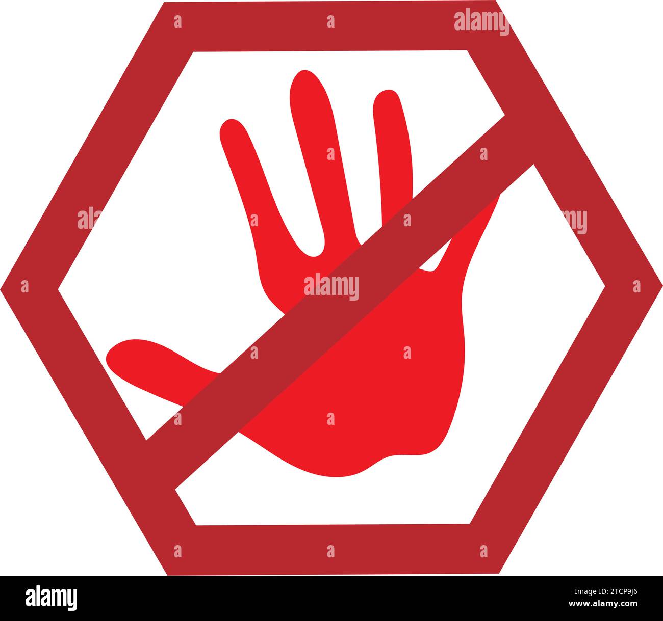 Rote Hand Tag Illustration der Hand auf Verbot Zeichen Vektor isoliert Stock Vektor