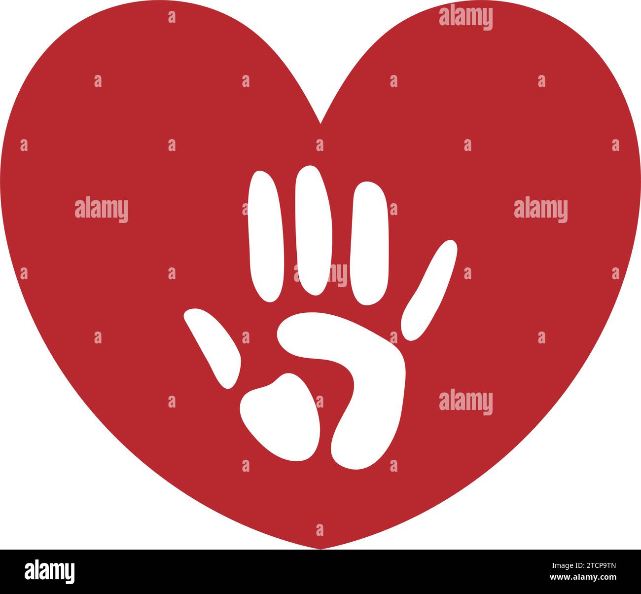 Rote Hand-Tag-Illustration der Hand-auf-Herz-Vektor isoliert Stock Vektor