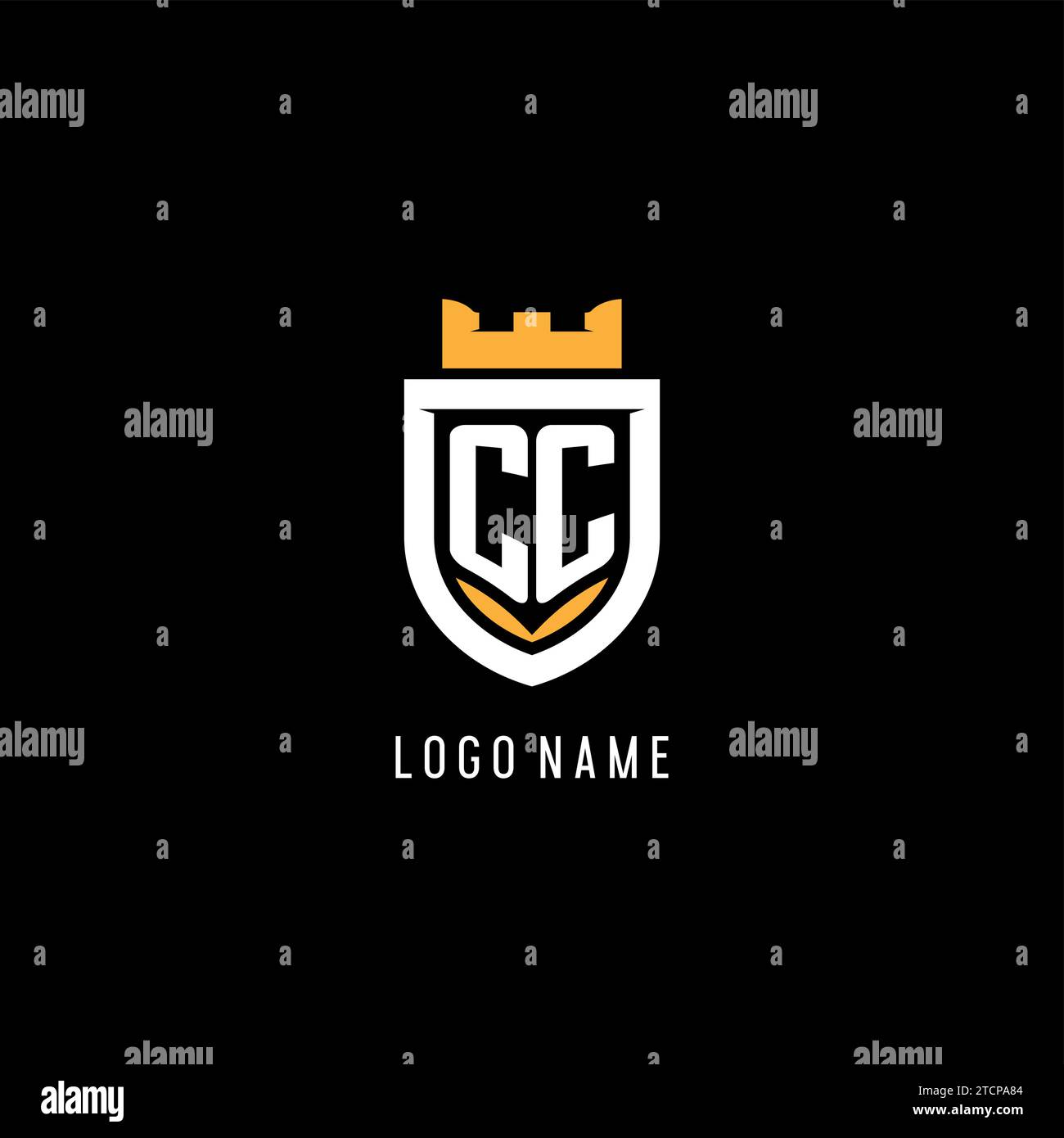 Ursprüngliches CC-Logo mit Schild, Esport-Gaming-Logo im Monogramm-Stil Vektorgrafik Stock Vektor