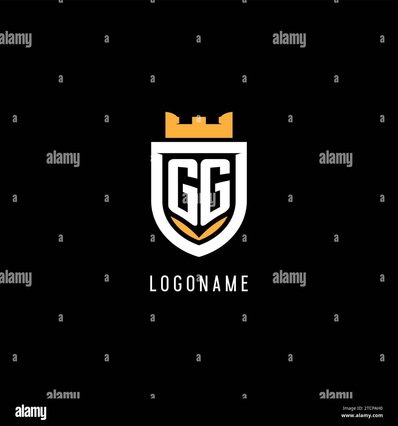Anfängliches GG-Logo mit Schild, Esport Gaming-Logo im Monogramm-Stil Vektorgrafik Stock Vektor