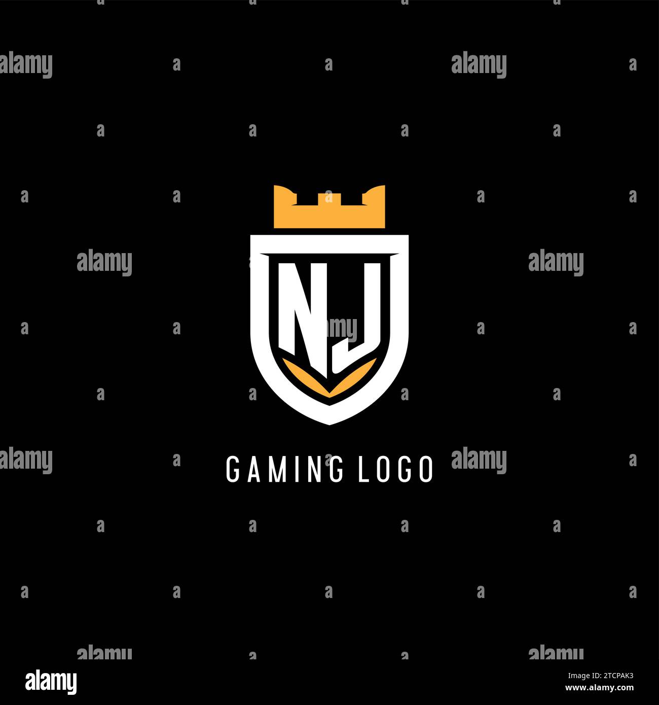 Ursprüngliches NJ-Logo mit Schild, Esport-Gaming-Logo im Monogramm-Stil mit Vektorgrafik Stock Vektor