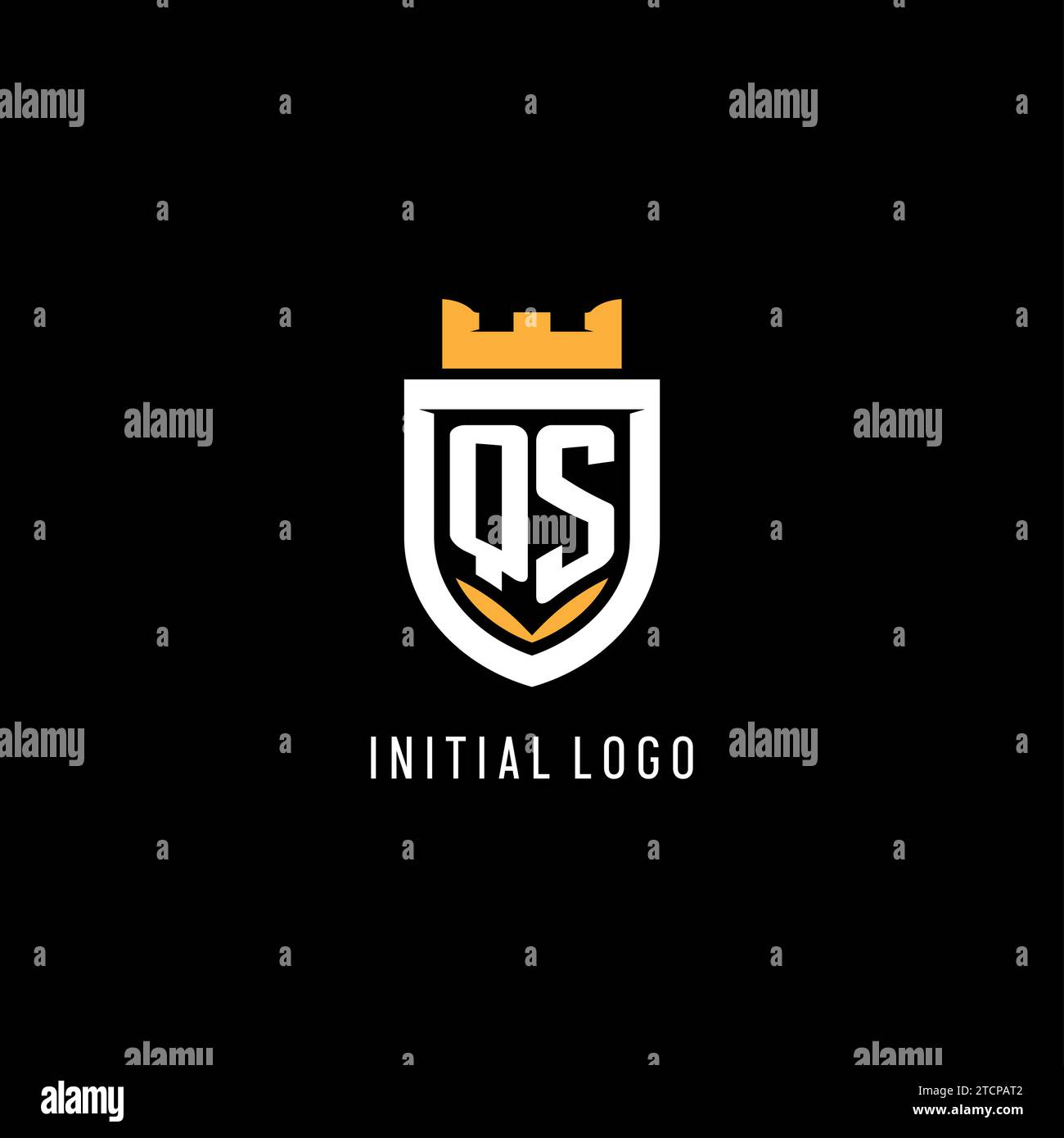 Erstes QS-Logo mit Schild, Esport Gaming-Logo im Monogramm-Stil Vektorgrafik Stock Vektor