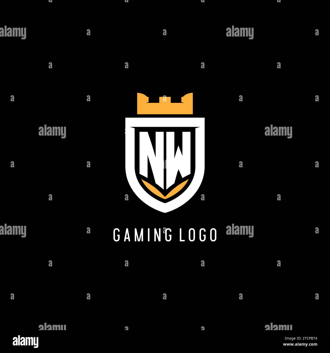 Ursprüngliches NW-Logo mit Schild, Esport-Gaming-Logo im Monogramm-Stil Vektorgrafik Stock Vektor