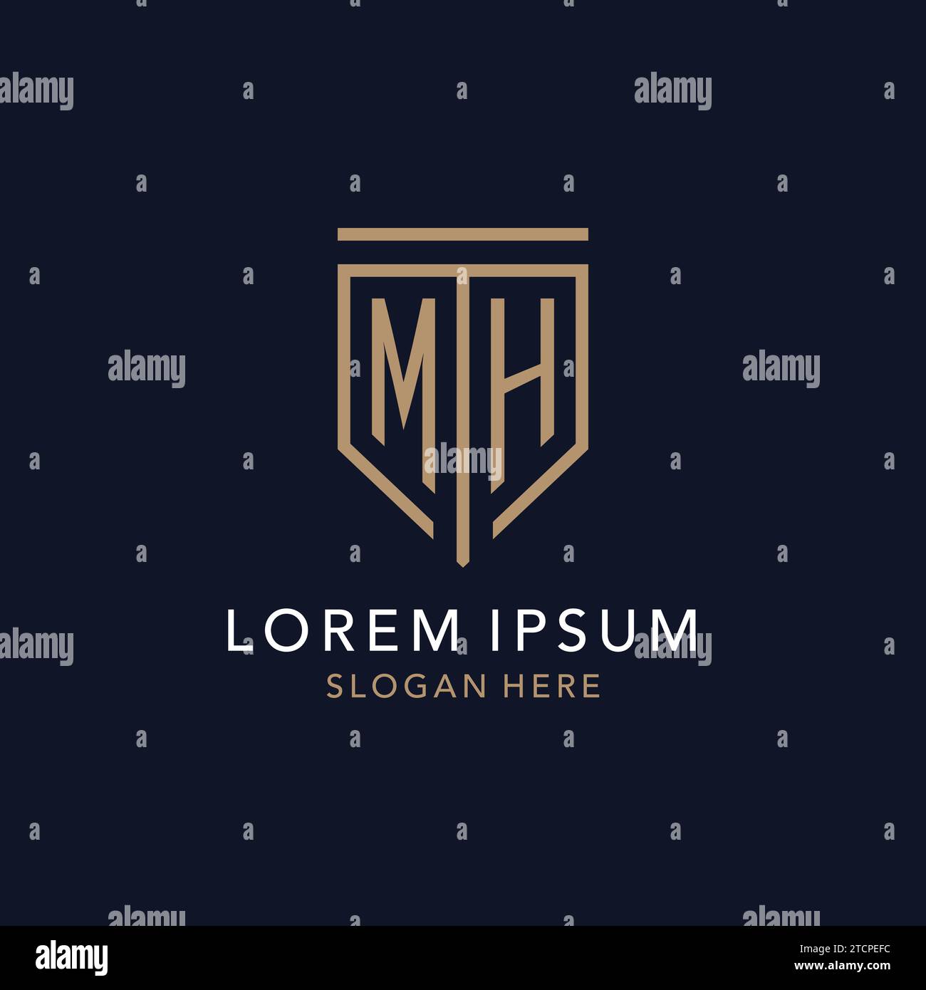 MH Initial-Logo-Monogramm mit schlichtem, luxuriösem Design Stock Vektor