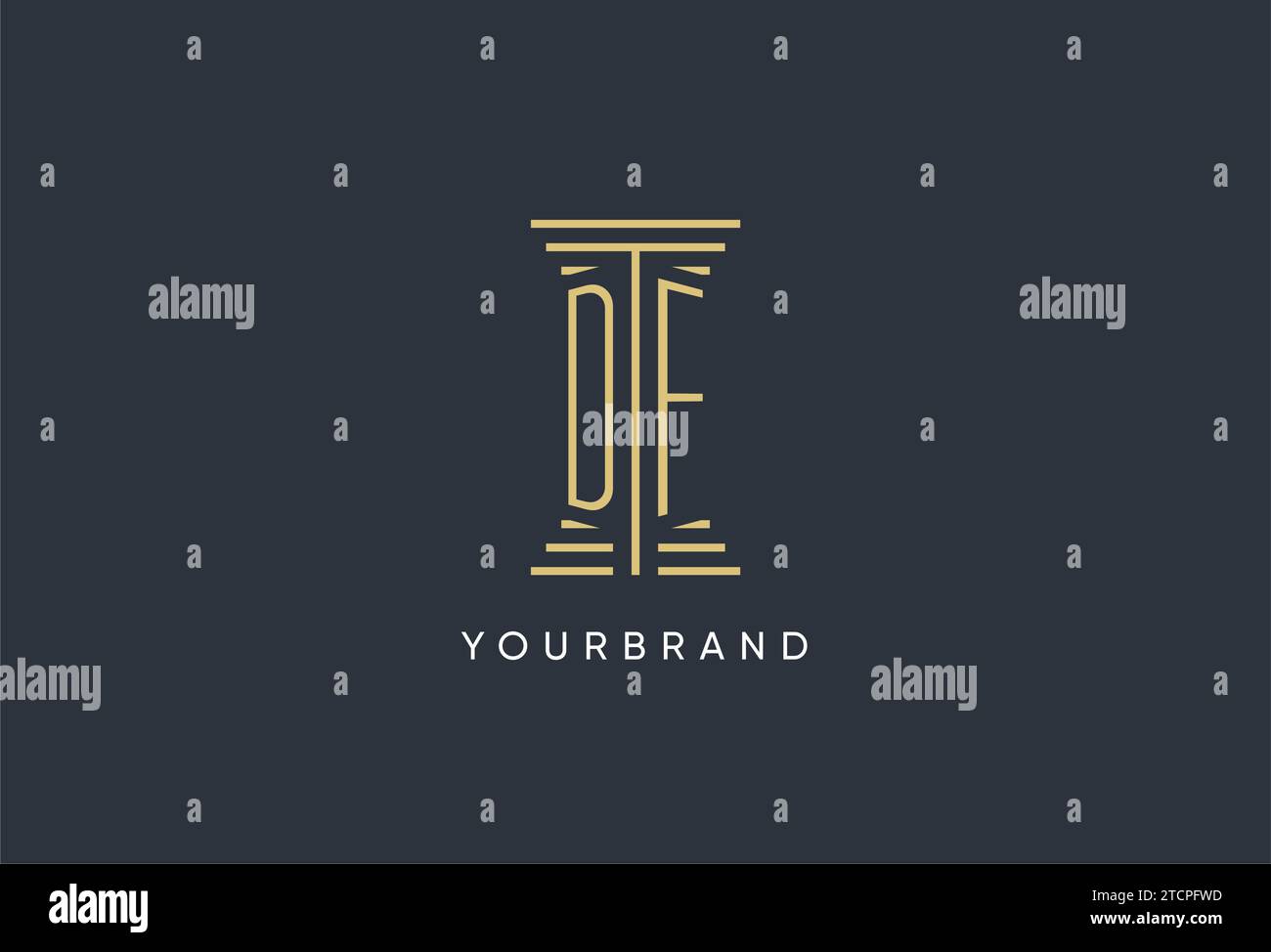 DF Initial Monogramm mit säulenförmigem Logo-Design Stock Vektor