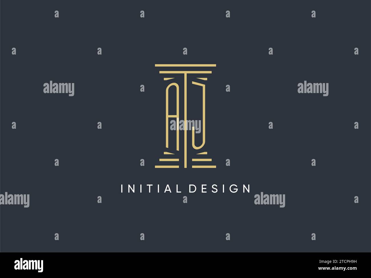 AJ Initial Monogramm mit säulenförmigem Logo-Design Stock Vektor