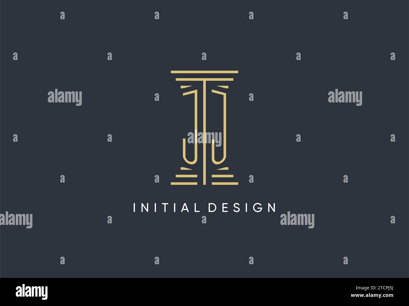 JJ Initial Monogramm mit säulenförmigem Logo-Design Stock Vektor
