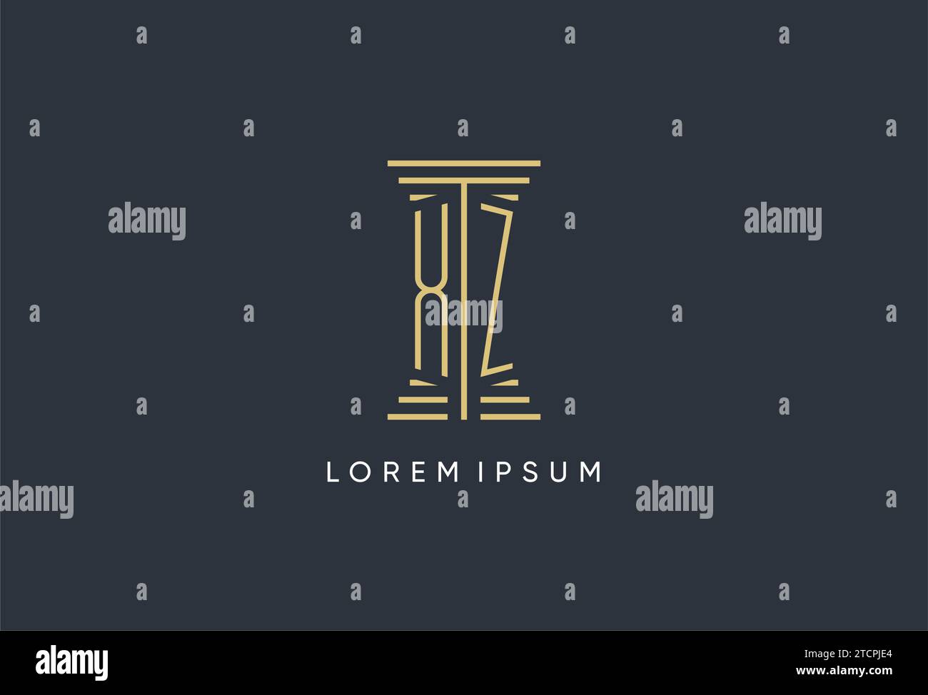 XZ Initial Monogramm mit säulenförmigem Logo-Design Stock Vektor