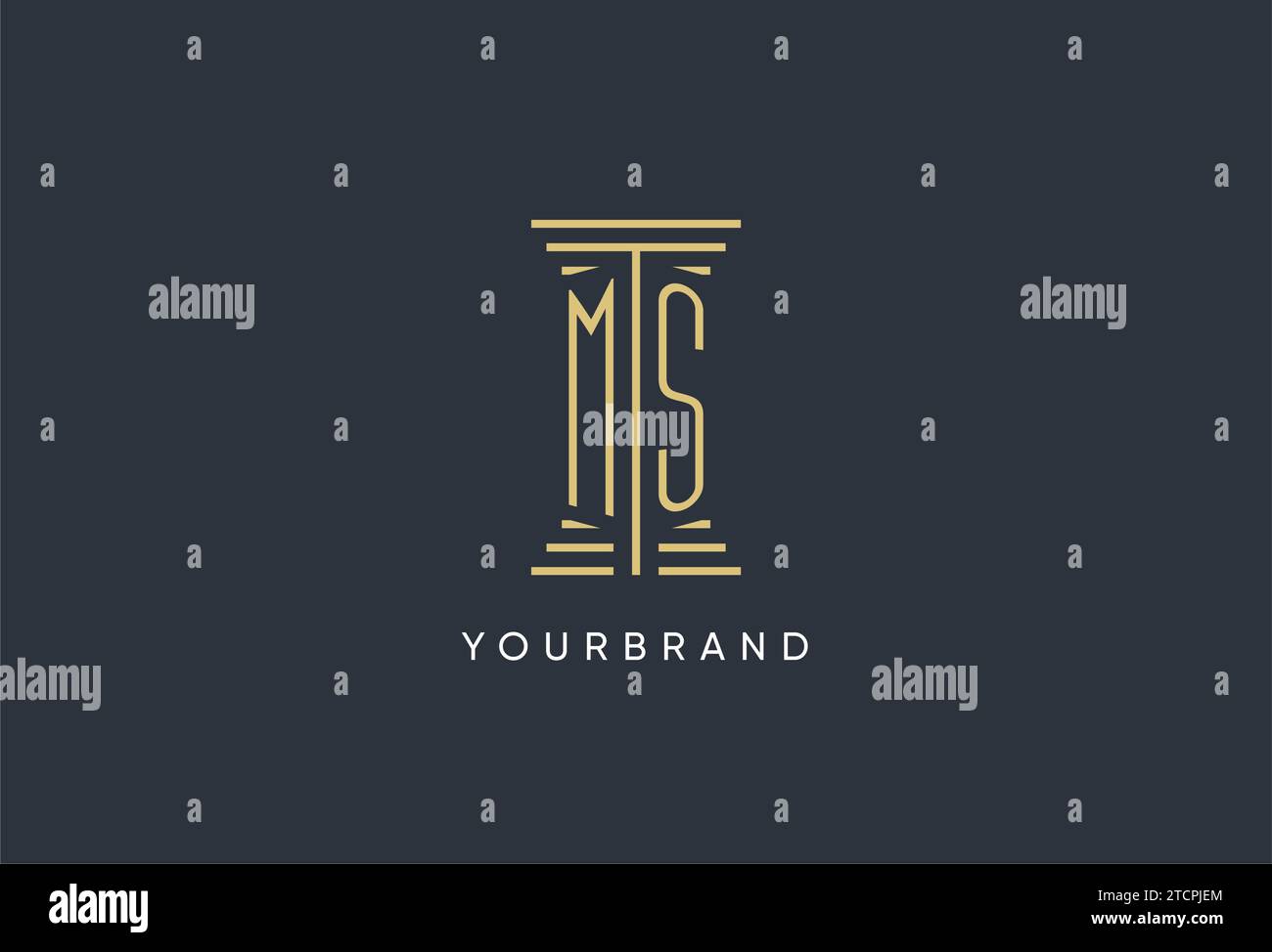 Ms Initial Monogramm mit säulenförmigem Logo-Design Stock Vektor