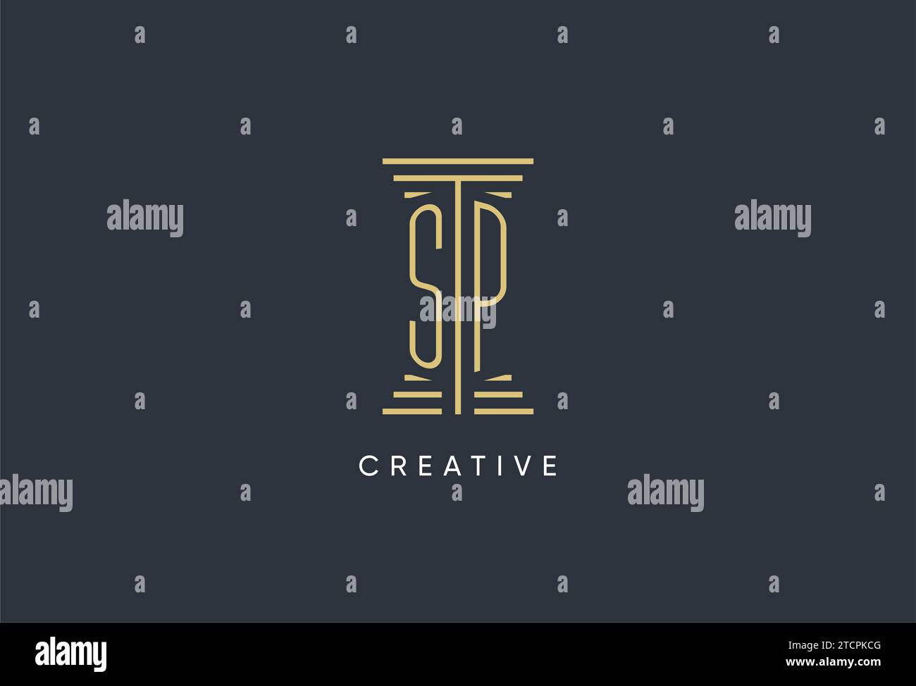 SP Initial Monogramm mit säulenförmigem Logo-Design Stock Vektor
