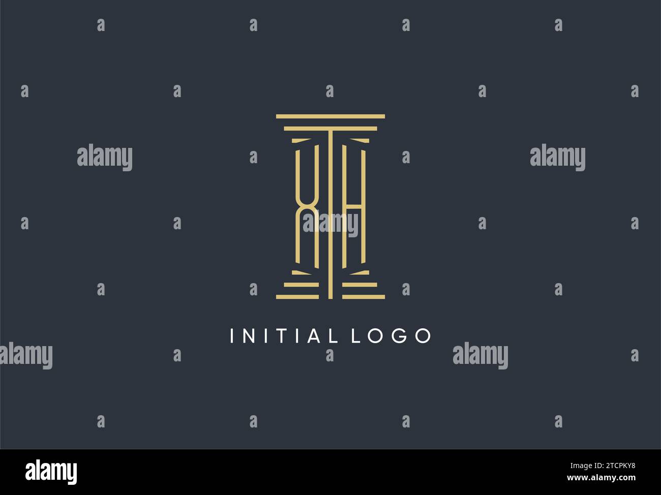 XH-Initialmonogramm mit säulenförmigem Logo-Design Stock Vektor