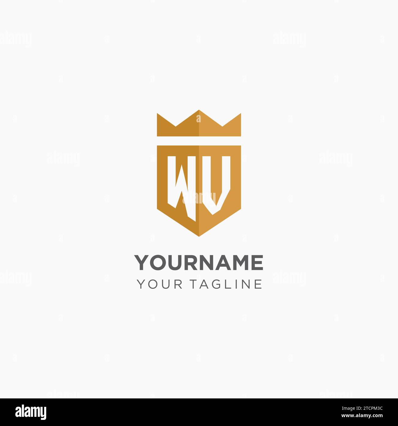 Monogramm WV-Logo mit geometrischem Schild und Krone, luxuriöse elegante Vektorgrafik im Initial-Logo-Design Stock Vektor