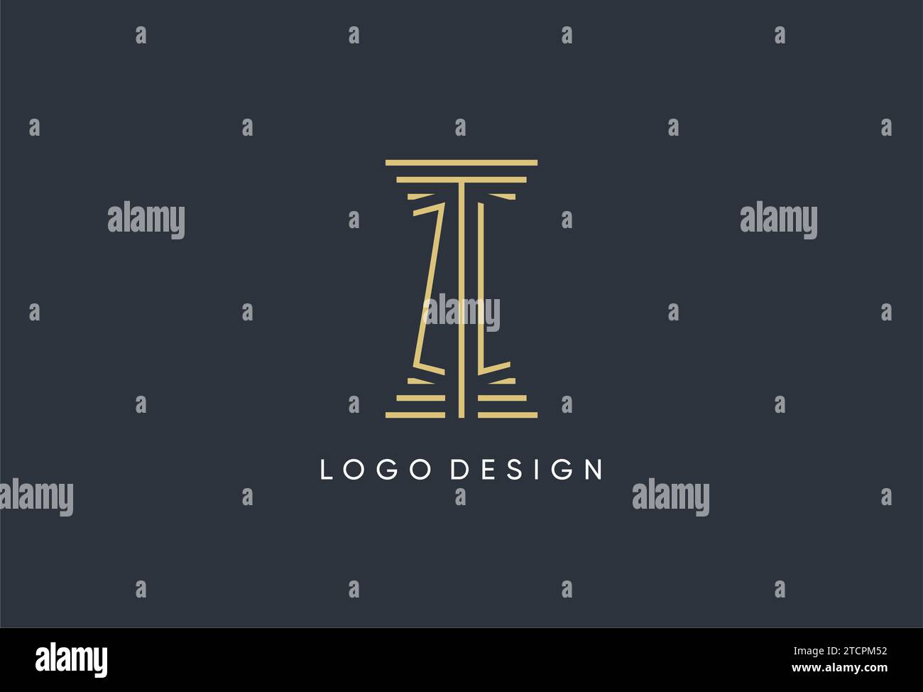 ZL Initial Monogramm mit säulenförmigem Logo-Design Stock Vektor
