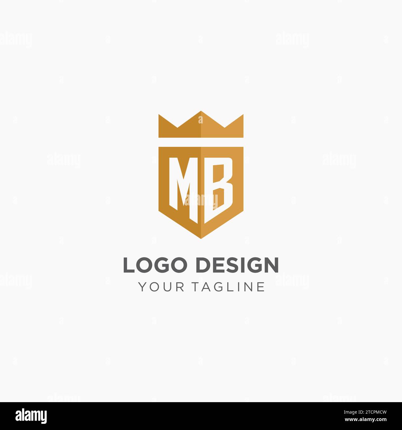 Monogramm MB-Logo mit geometrischem Schild und Krone, luxuriöse, elegante Vektorgrafik im Initial-Logo-Design Stock Vektor