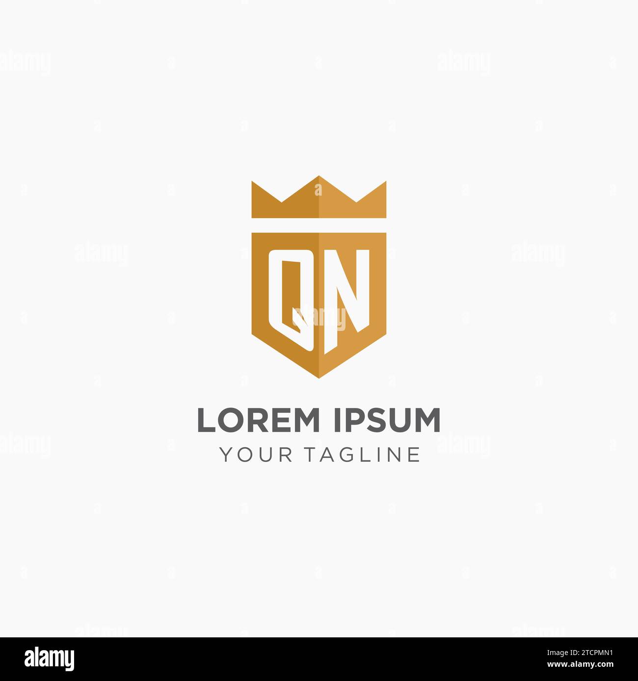 Monogramm QN-Logo mit geometrischem Schild und Krone, luxuriöse elegante Vektorgrafik im Initiallogo-Design Stock Vektor
