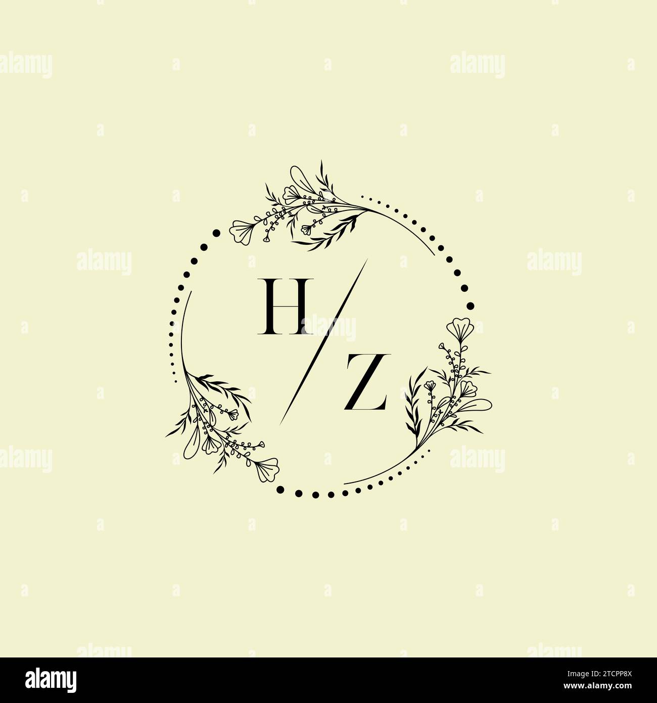 HZ Wedding Initial-Logo-Buchstaben in hochwertigem, professionellem Design, das auf allen Druckmedien gut gedruckt werden kann Stock Vektor