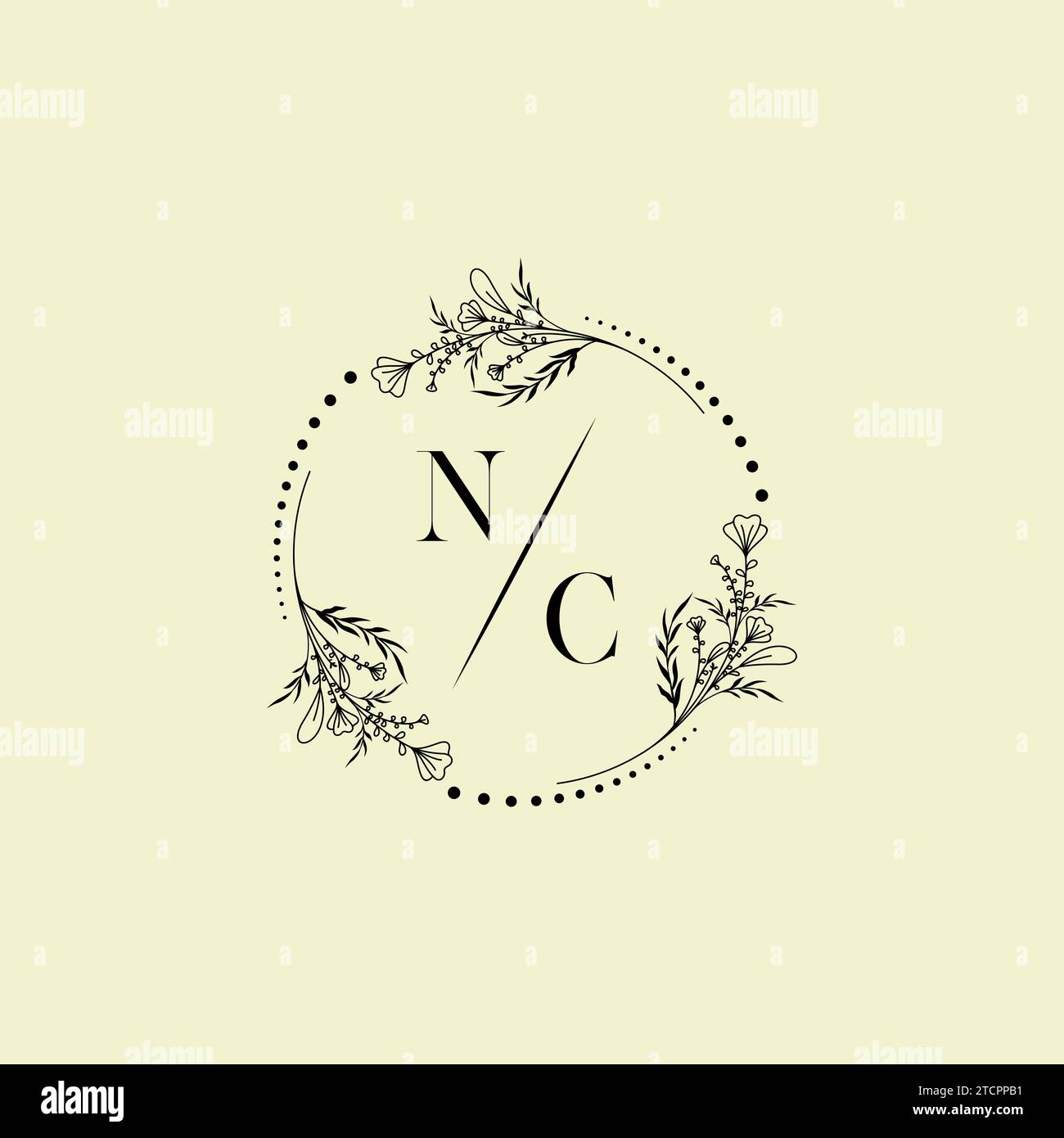 NC Wedding Initial-Logobuchstaben in hochwertigem, professionellem Design, das auf allen Druckmedien gut gedruckt werden kann Stock Vektor