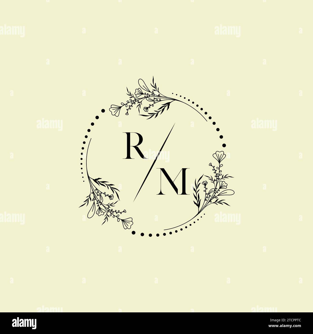 RM Wedding Initial-Logobuchstaben in hochwertigem, professionellem Design, das auf allen Druckmedien gut gedruckt werden kann Stock Vektor